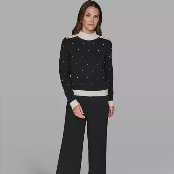 KARL LAGERFELD PARIS
Women's Mock Neck Long Sleeve Sweater - Picture 2 of 6